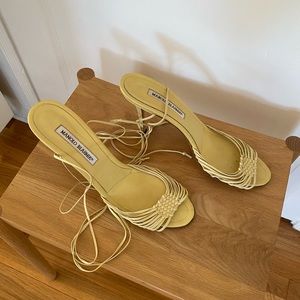 Manolo Blahnik Lemon Strappy Sandals 39.5